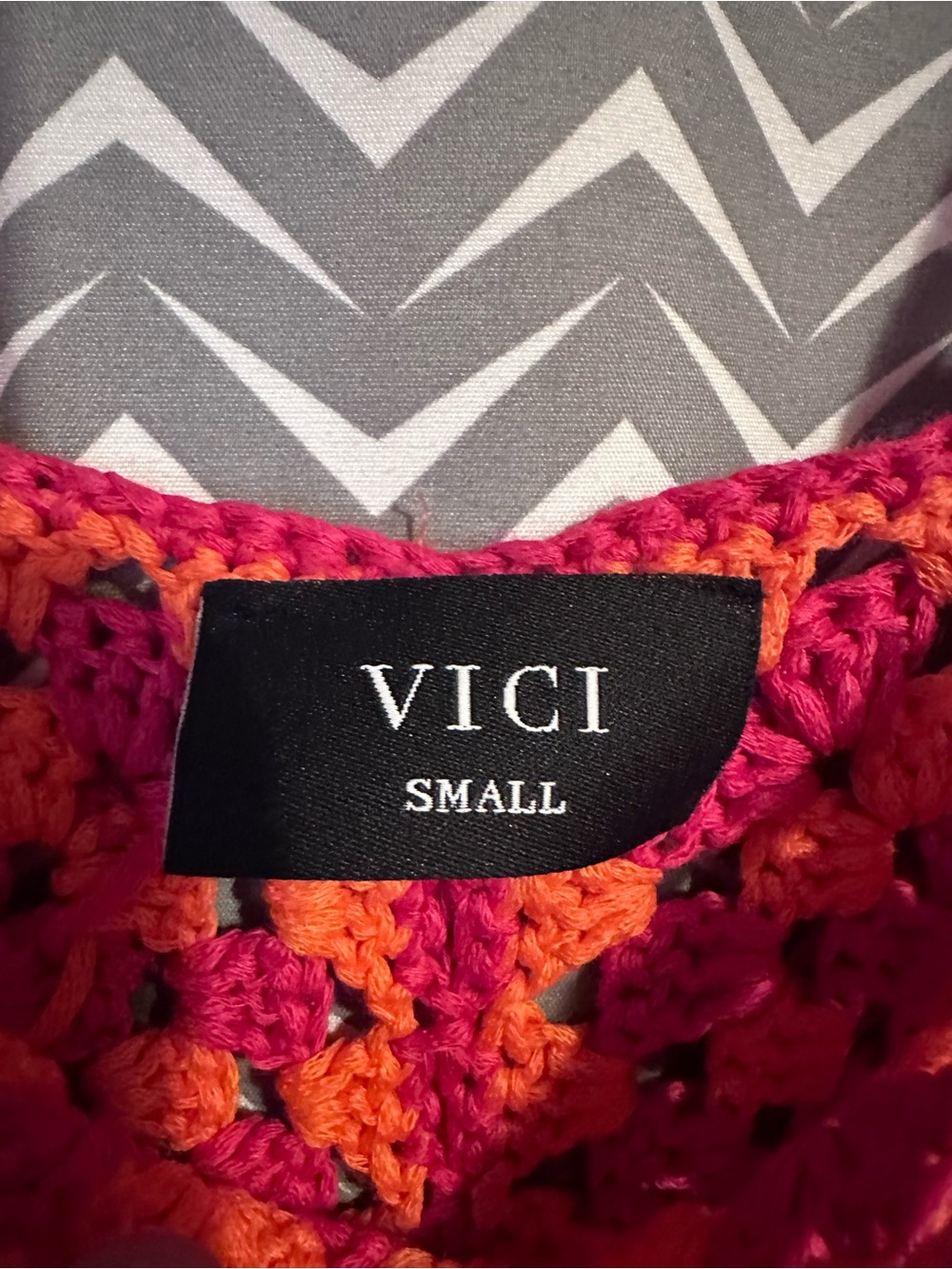 VICI | Solana Patchwork Crochet Mini Cover Up Dress, Small - Picture 8 of 10